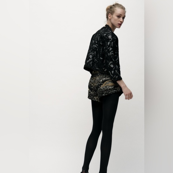 NWT ZARA KNIT CARDIGAN WITH SEQUINS SIZE L - Picture 10 of 16